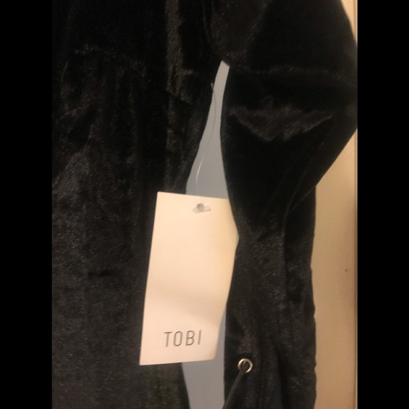 Tobi Black Velvet Lace Up Dress NWT - Picture 6 of 8